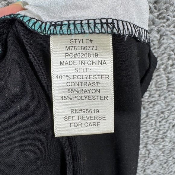 John Paul Richard Cap Sleeve Blouse Floral Watercolor Top Relaxed Black Women XL - Picture 7 of 8